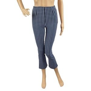 Zara Vichi Checked Cropped Mini Flare Leggings Blue S